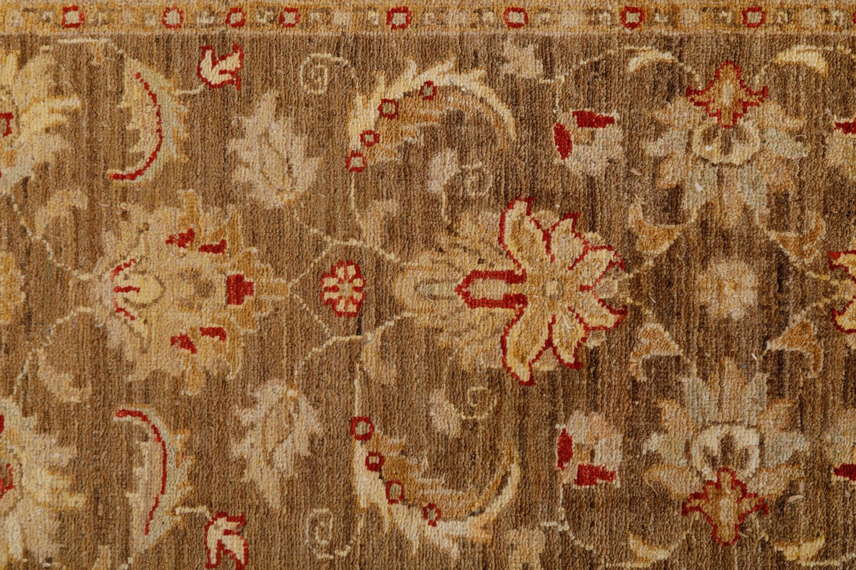 Vintage Handmade 3x9 Brown and Beige Anatolian Turkish Oushak Distressed Area Runner