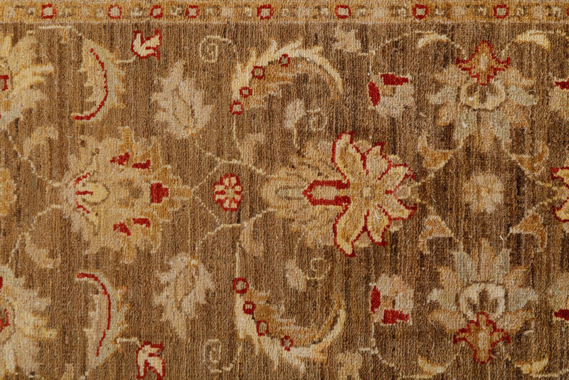 Vintage Handmade 3x9 Brown and Beige Anatolian Turkish Oushak Distressed Area Runner