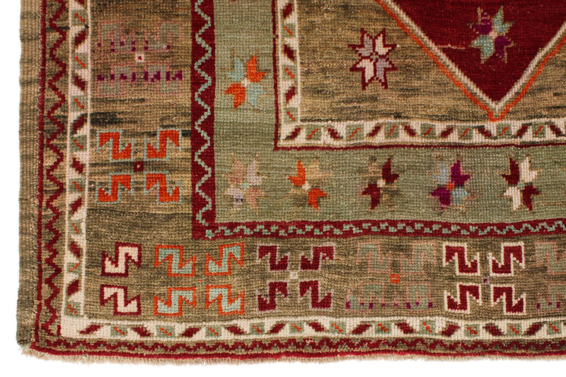 5x9 Red and Green Turkish Tribal Rug