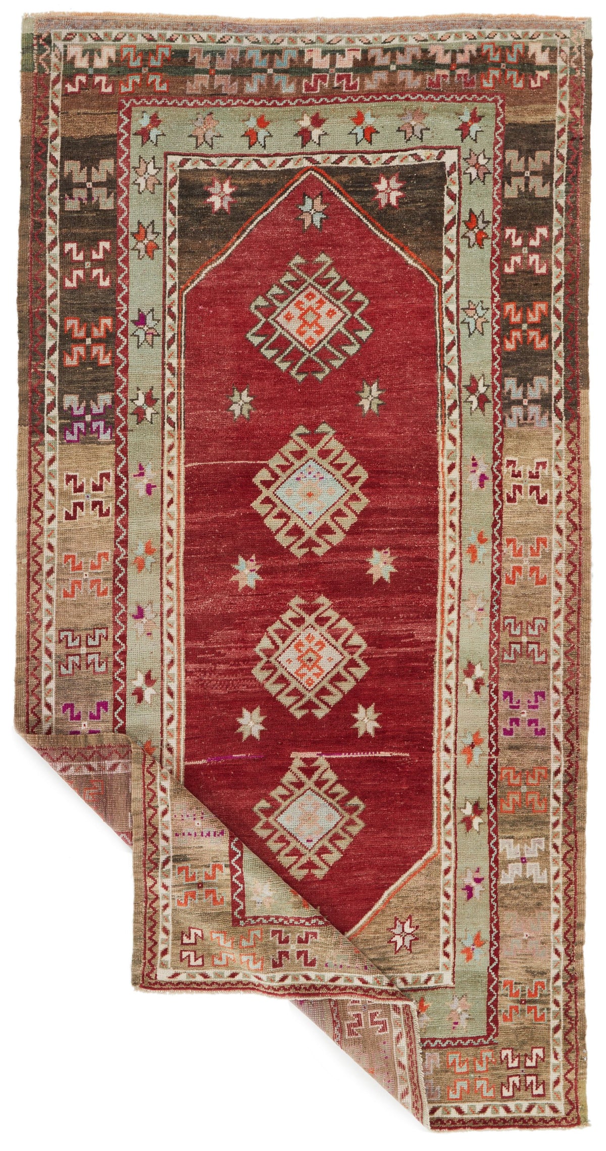 5x9 Red and Green Turkish Tribal Rug