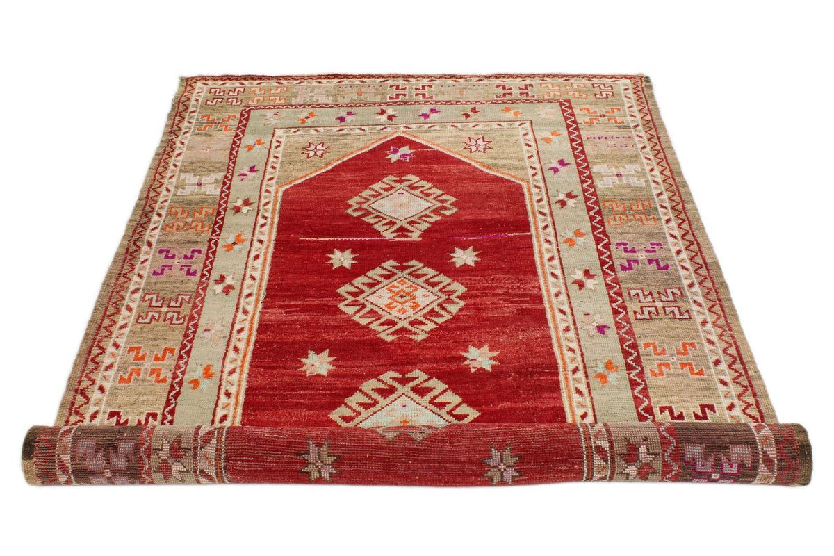 5x9 Red and Green Turkish Tribal Rug