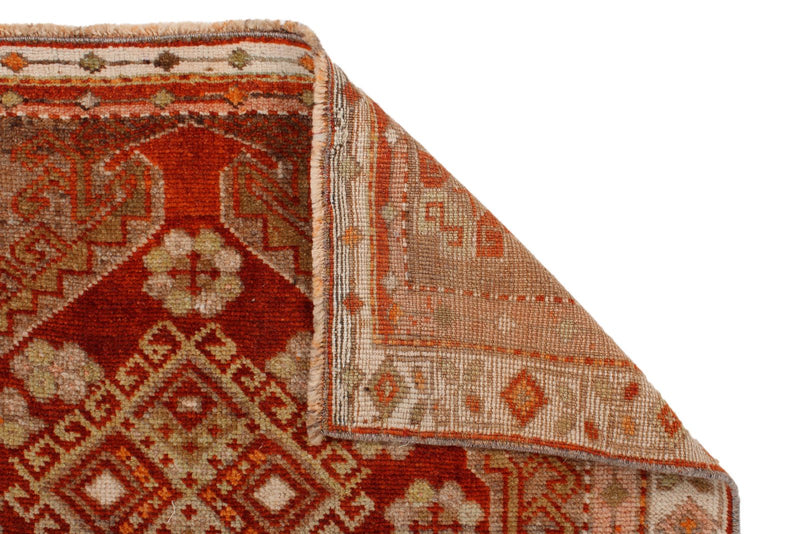 3x9 Orange and Gray Turkish Tribal Runner