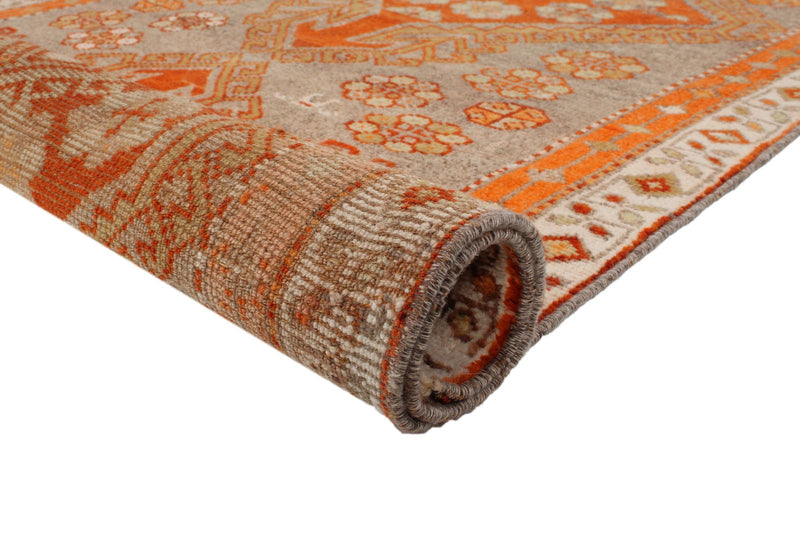 3x9 Orange and Gray Turkish Tribal Runner