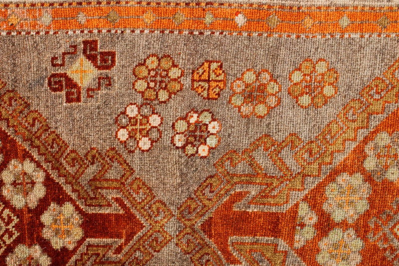 3x9 Orange and Gray Turkish Tribal Runner