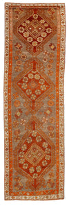 3x9 Orange and Gray Turkish Tribal Runner