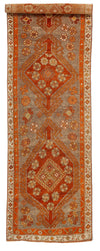 3x9 Orange and Gray Turkish Tribal Runner