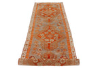 3x9 Orange and Gray Turkish Tribal Runner