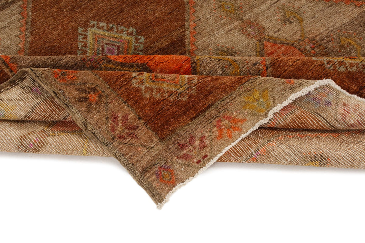 5x13 Brown and Orange Turkish Tribal Runner