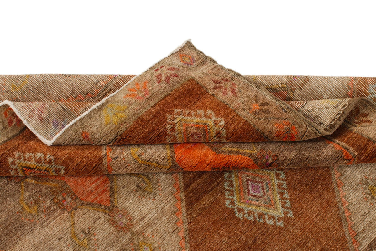 5x13 Brown and Orange Turkish Tribal Runner