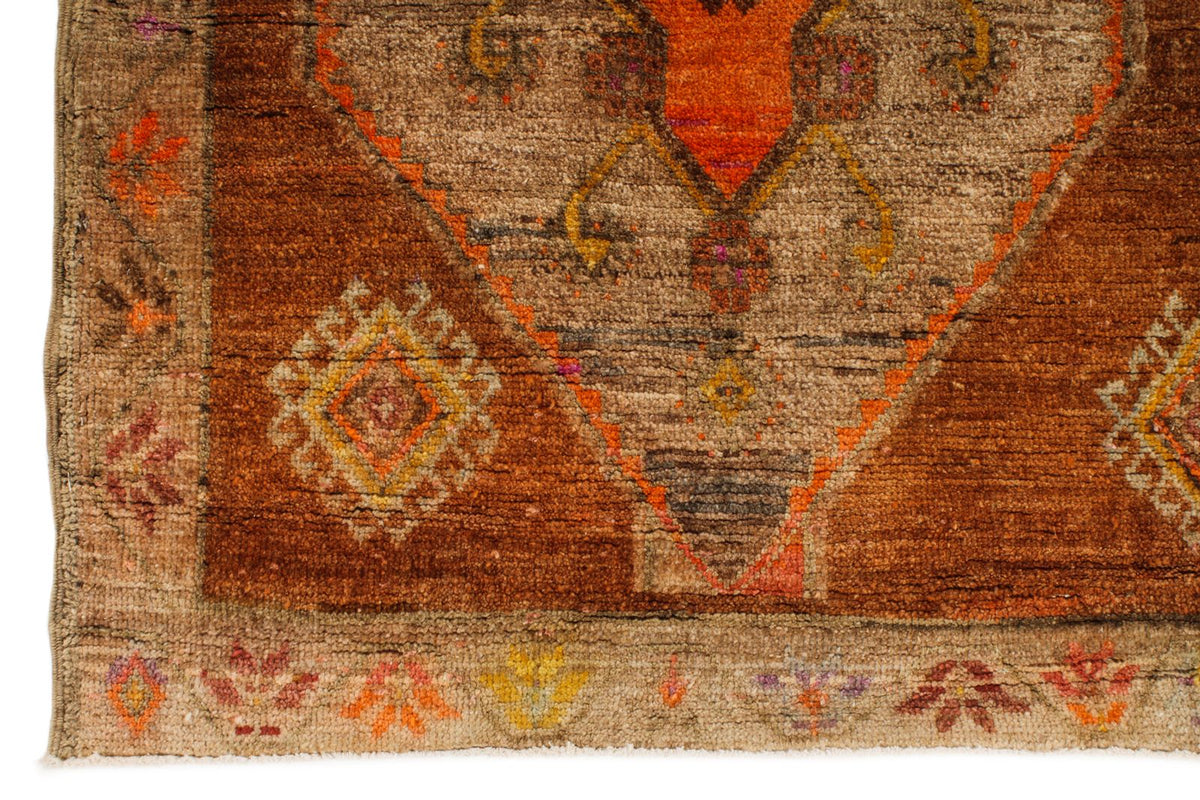 5x13 Brown and Orange Turkish Tribal Runner