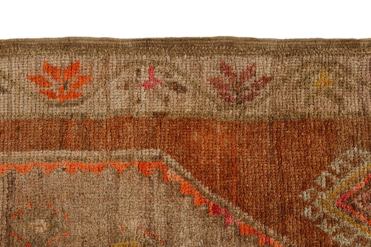 5x13 Brown and Orange Turkish Tribal Runner