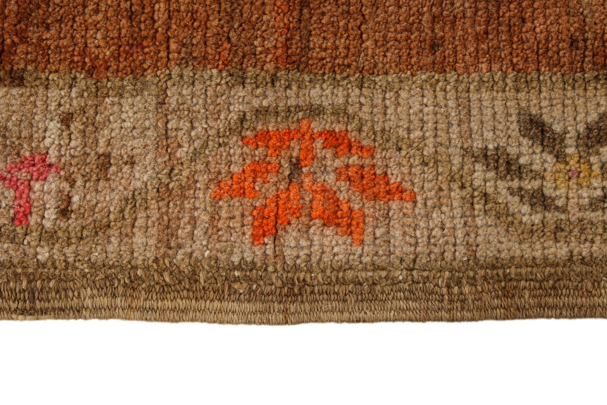 5x13 Brown and Orange Turkish Tribal Runner