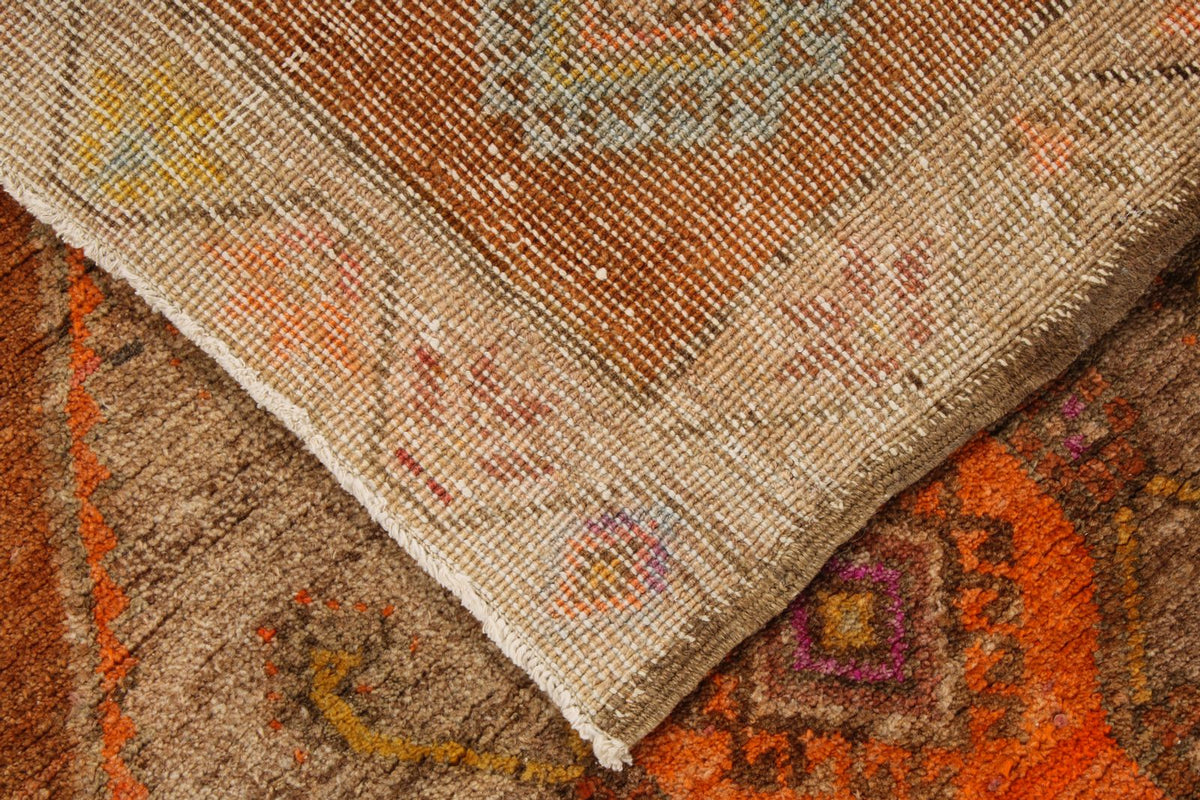 5x13 Brown and Orange Turkish Tribal Runner