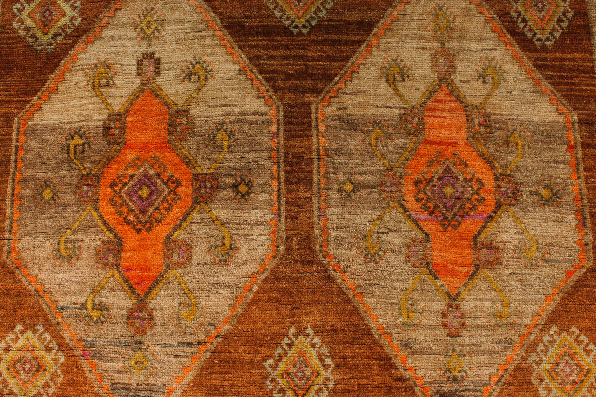 5x13 Brown and Orange Turkish Tribal Runner
