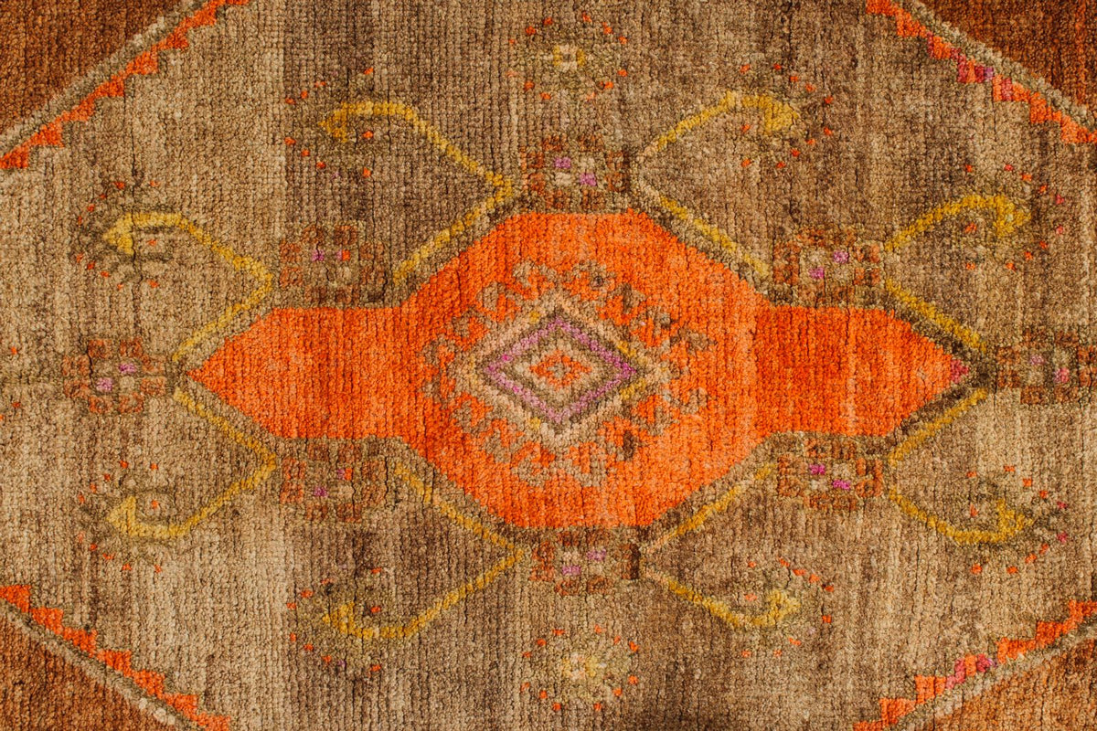 5x13 Brown and Orange Turkish Tribal Runner