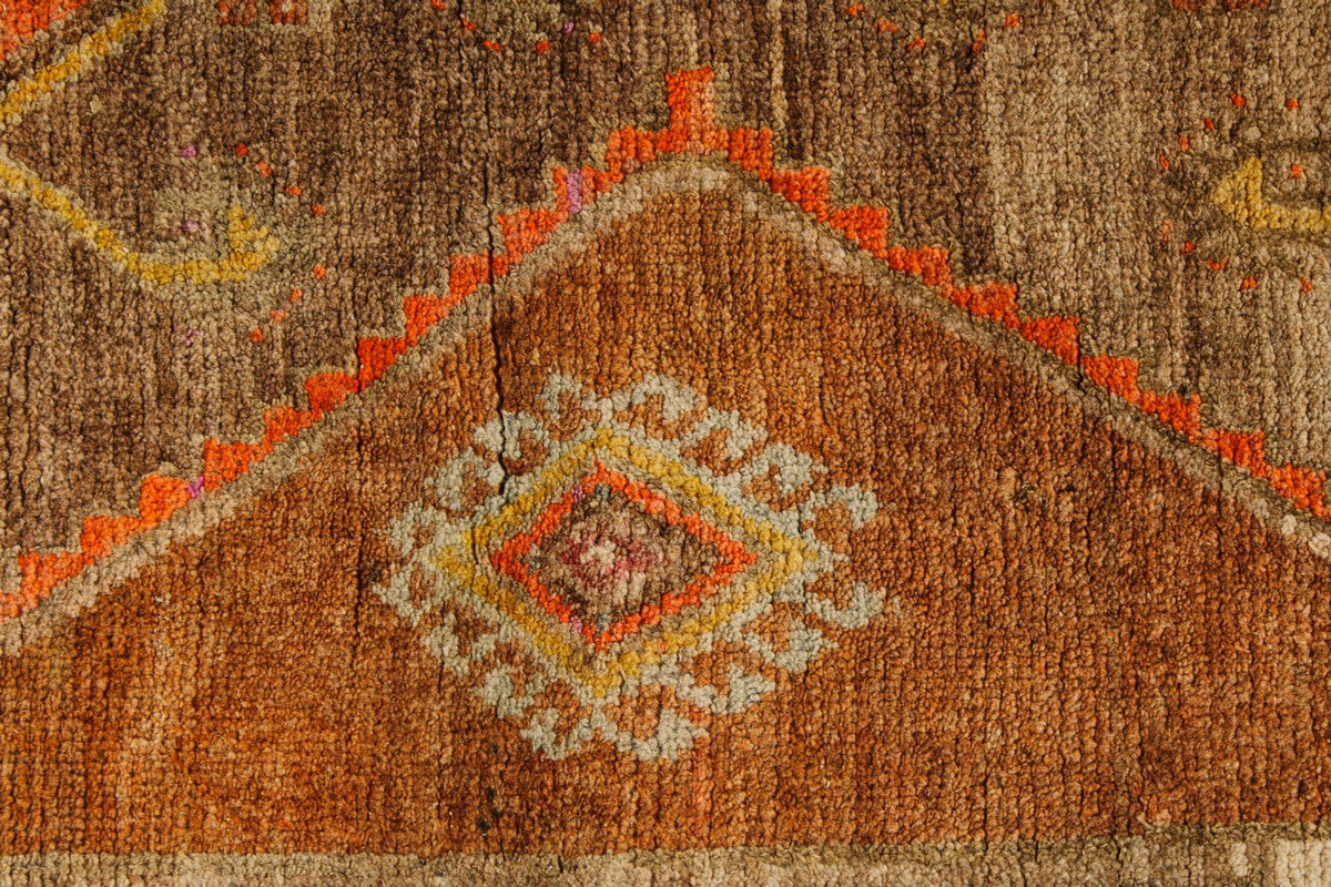 5x13 Brown and Orange Turkish Tribal Runner
