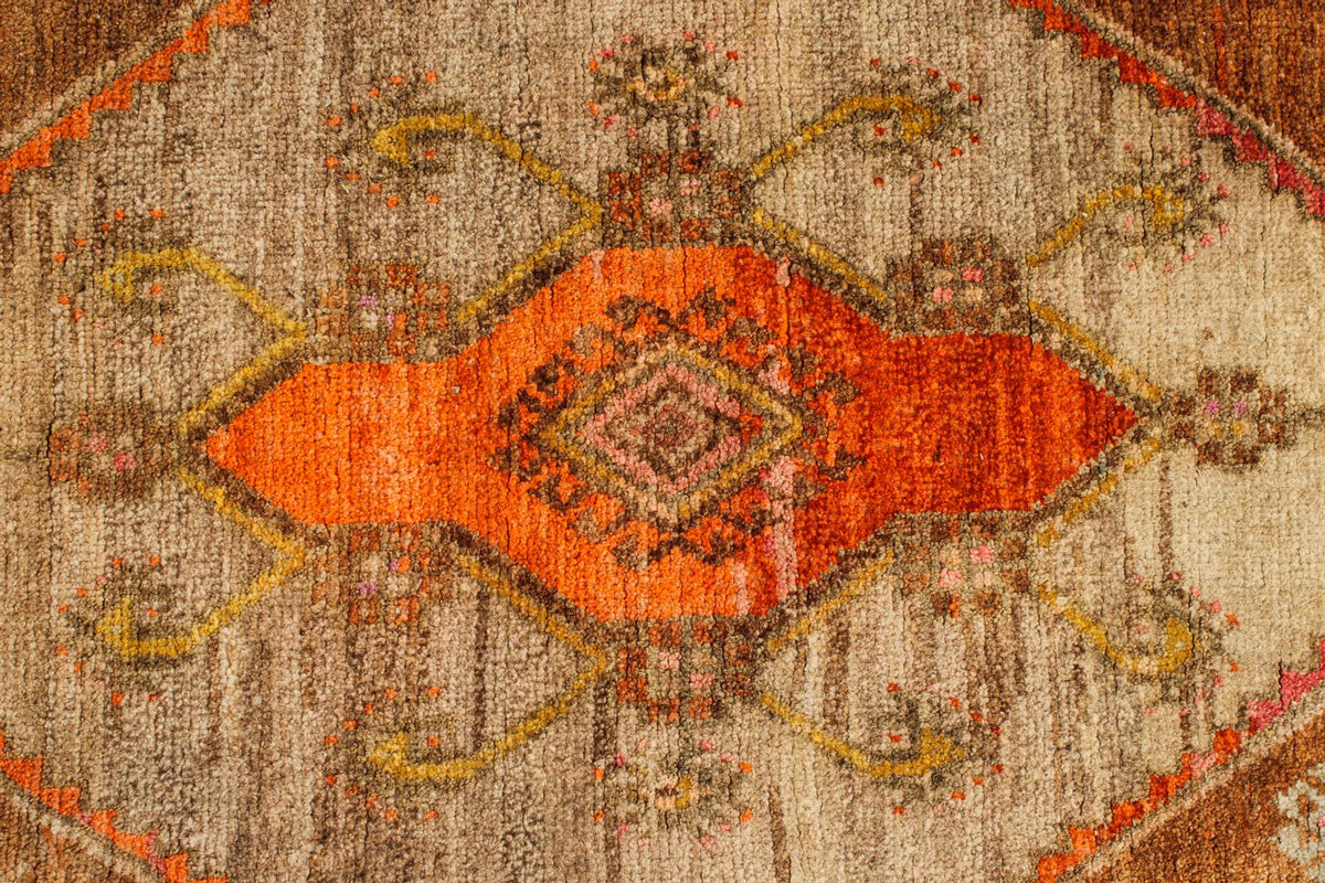 5x13 Brown and Orange Turkish Tribal Runner