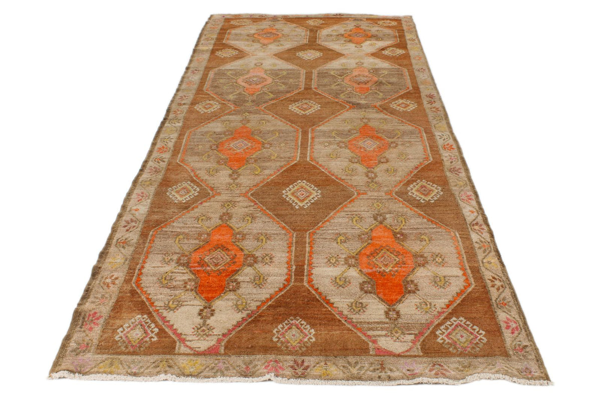 5x13 Brown and Orange Turkish Tribal Runner