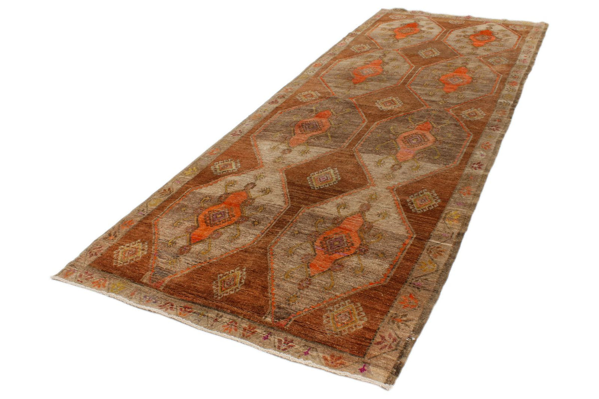 5x13 Brown and Orange Turkish Tribal Runner