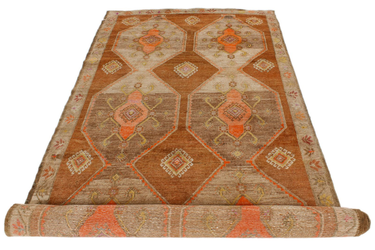 5x13 Brown and Orange Turkish Tribal Runner