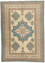 8x11 Blue and Ivory Turkish Tribal Rug