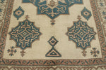 8x11 Blue and Ivory Turkish Tribal Rug