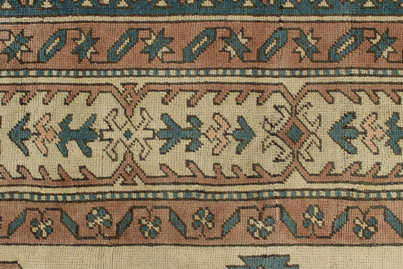 8x11 Blue and Ivory Turkish Tribal Rug