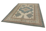 8x11 Blue and Ivory Turkish Tribal Rug