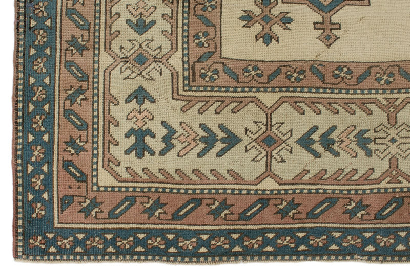 8x11 Blue and Ivory Turkish Tribal Rug