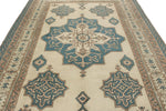 8x11 Blue and Ivory Turkish Tribal Rug