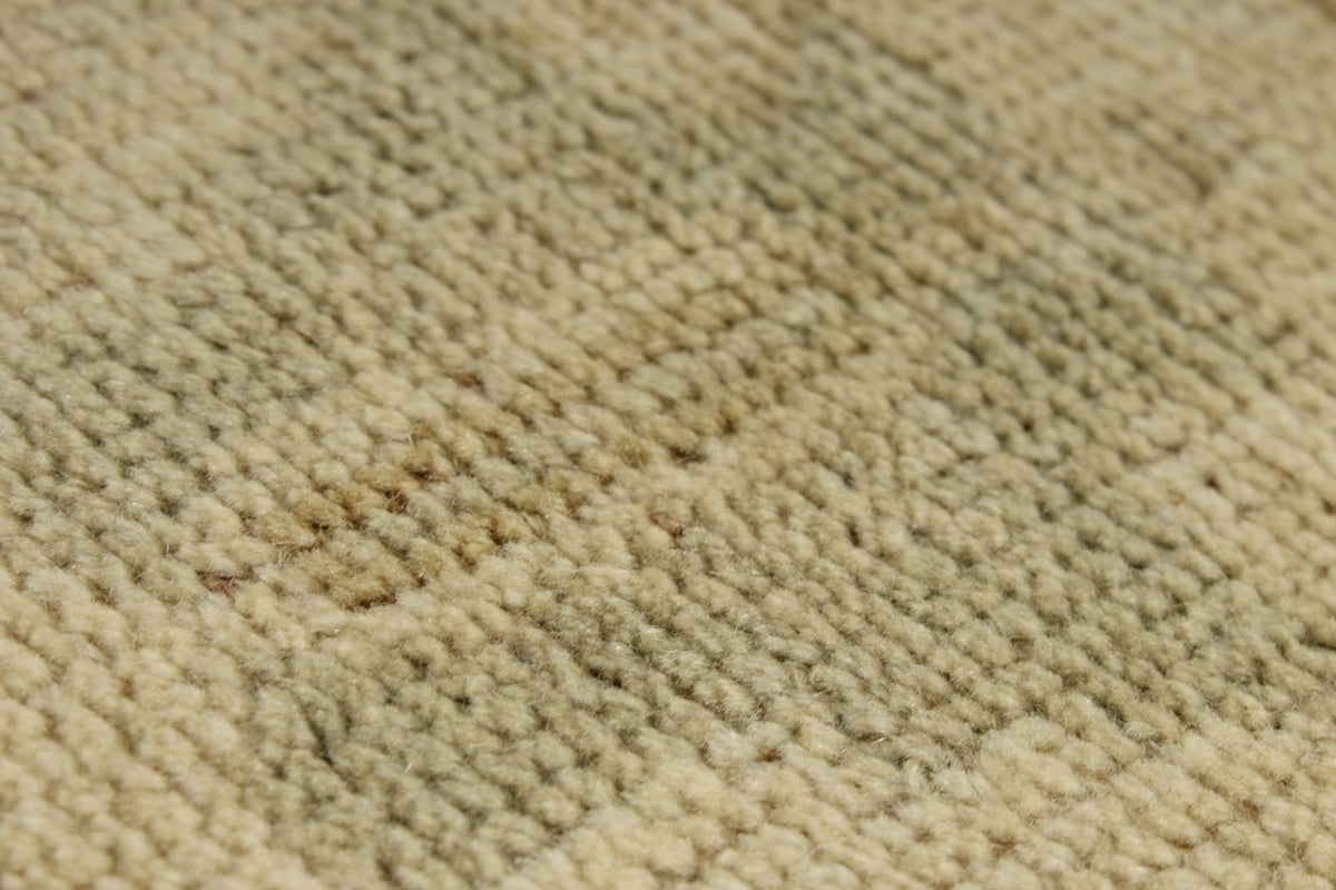 5x9 Green and Beige Turkish Tribal Rug