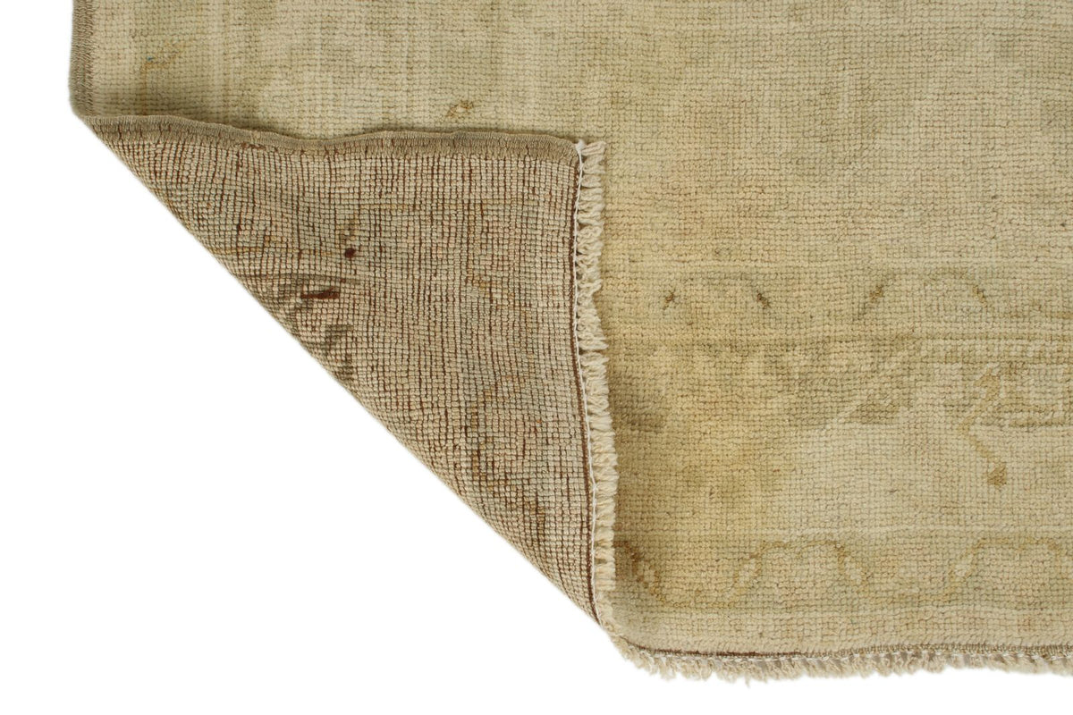 5x9 Green and Beige Turkish Tribal Rug