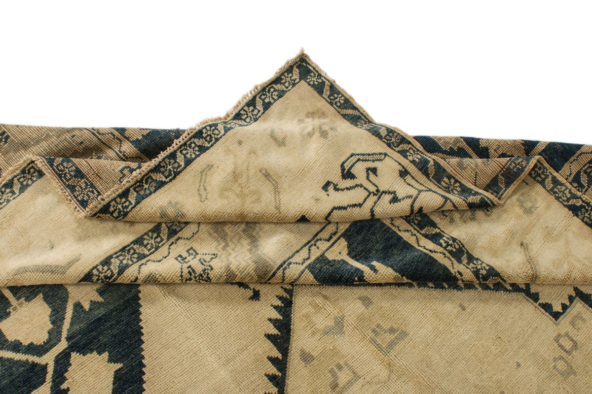 7x12 Green and Blue Turkish Tribal Rug