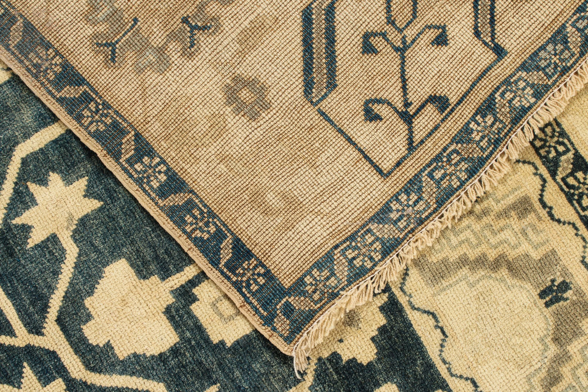 7x12 Green and Blue Turkish Tribal Rug