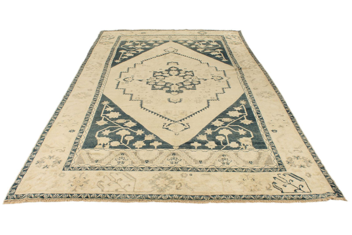 7x12 Green and Blue Turkish Tribal Rug