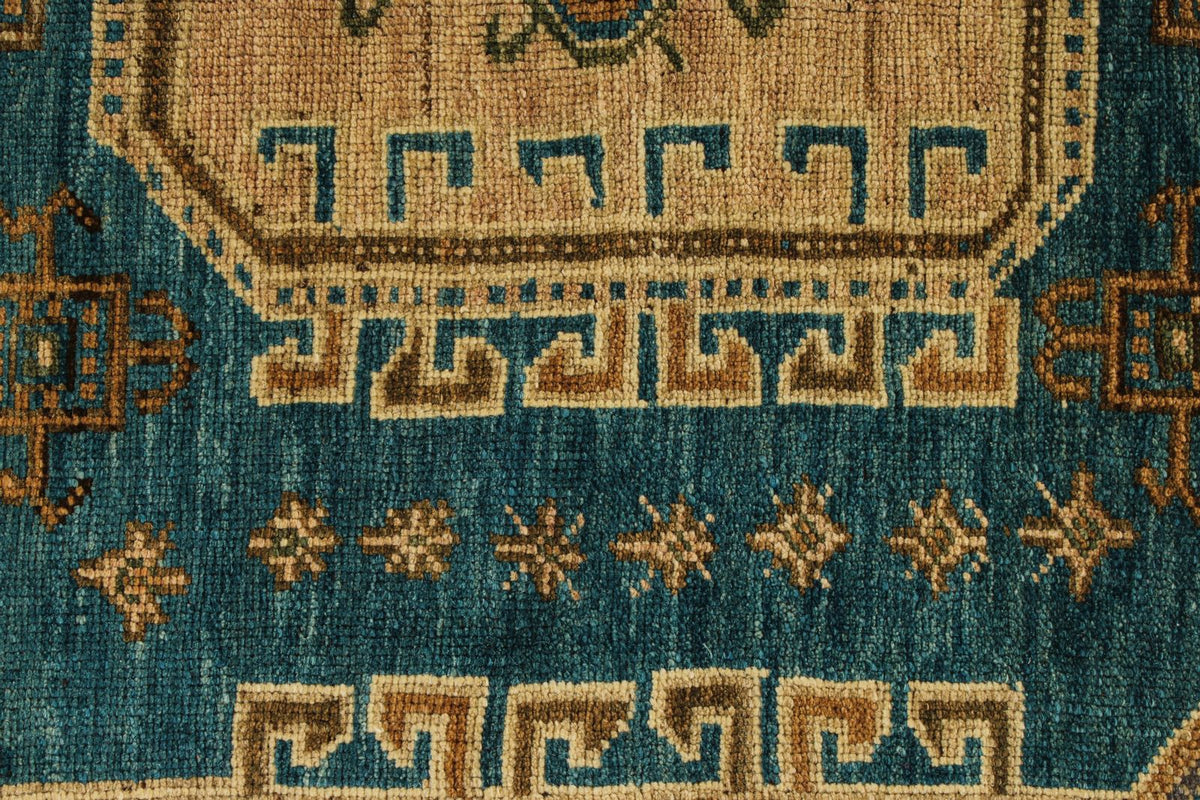 5x9 Green and Brown Turkish Tribal Rug