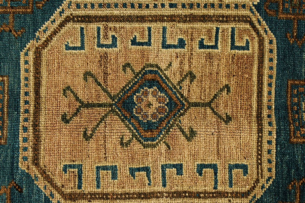 5x9 Green and Brown Turkish Tribal Rug