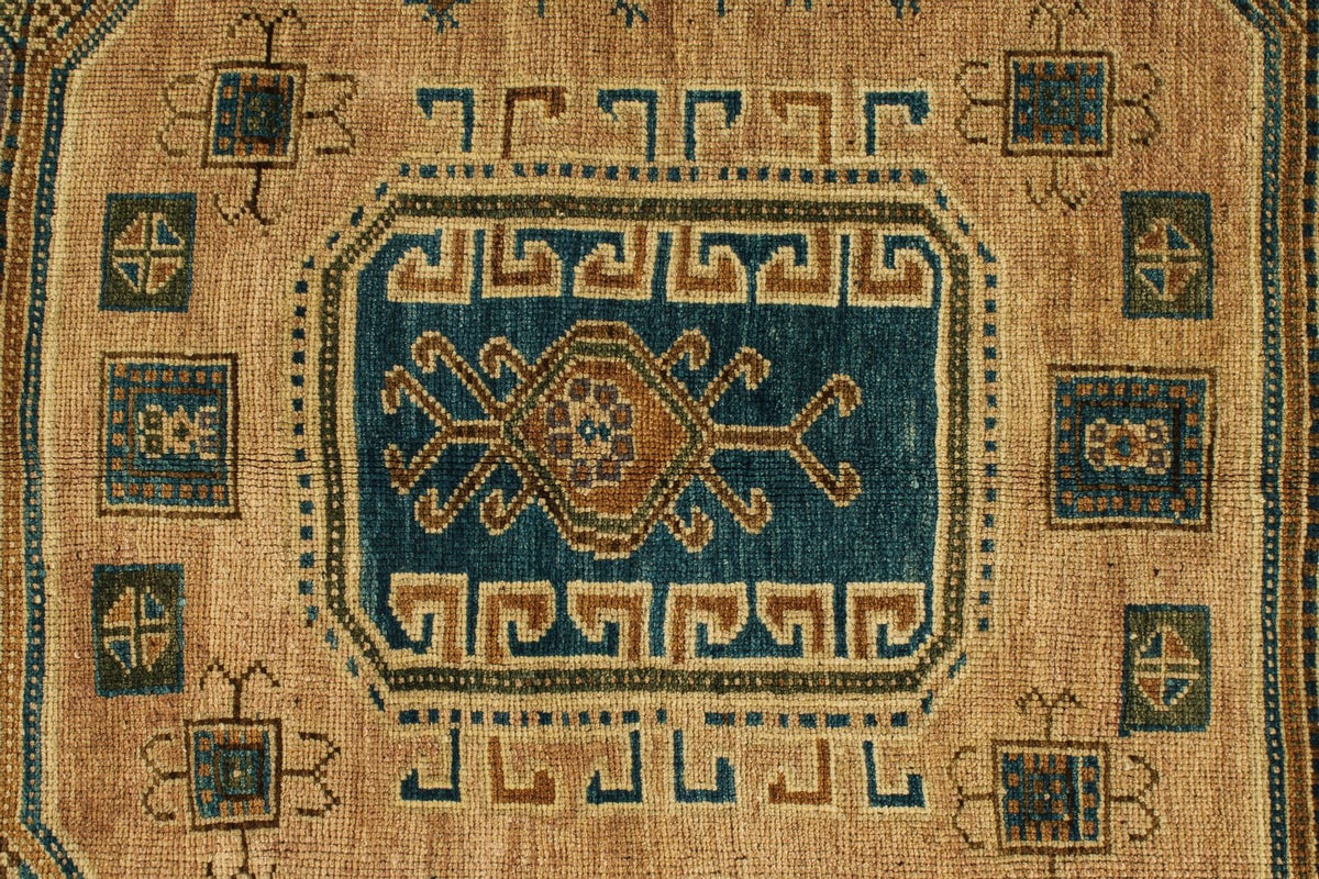 5x9 Green and Brown Turkish Tribal Rug