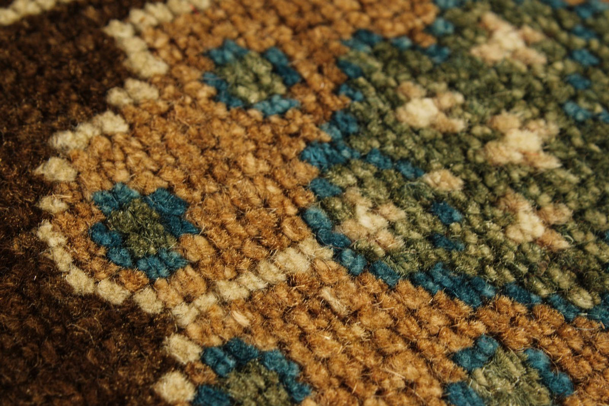 5x9 Green and Brown Turkish Tribal Rug