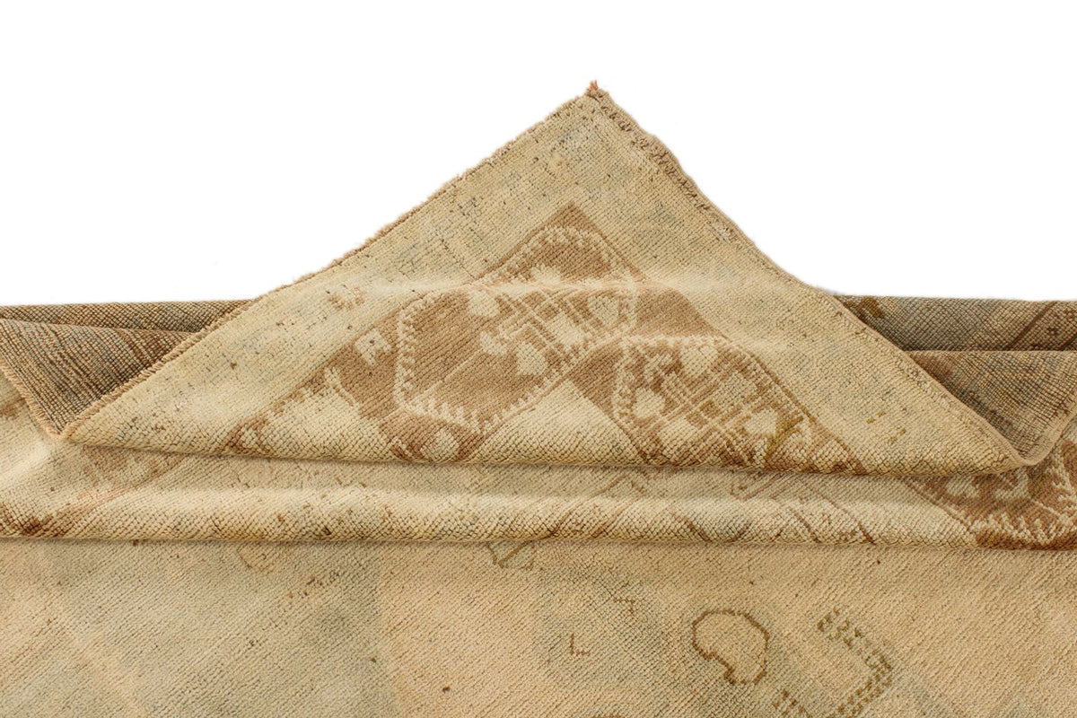 6x11 Green and Beige Turkish Tribal Rug