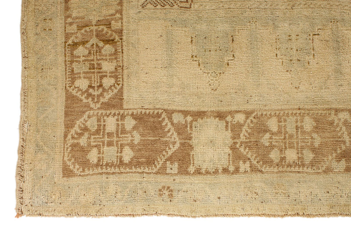 6x11 Green and Beige Turkish Tribal Rug