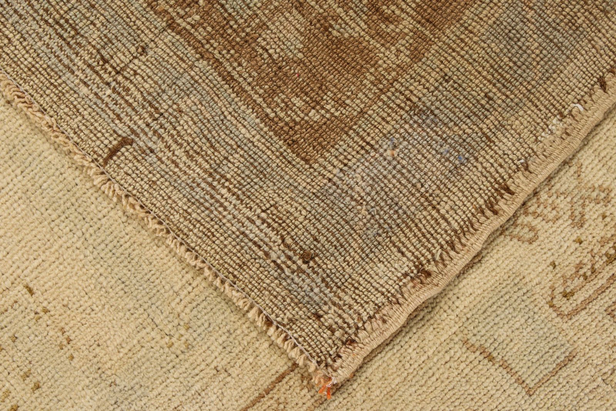 6x11 Green and Beige Turkish Tribal Rug