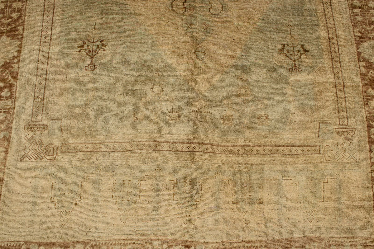 6x11 Green and Beige Turkish Tribal Rug