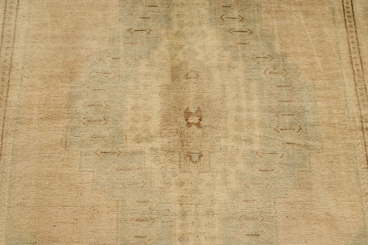 6x11 Green and Beige Turkish Tribal Rug