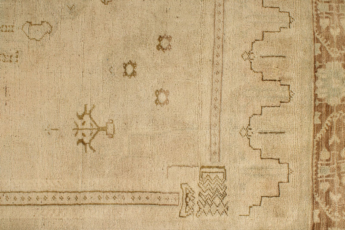 6x11 Green and Beige Turkish Tribal Rug
