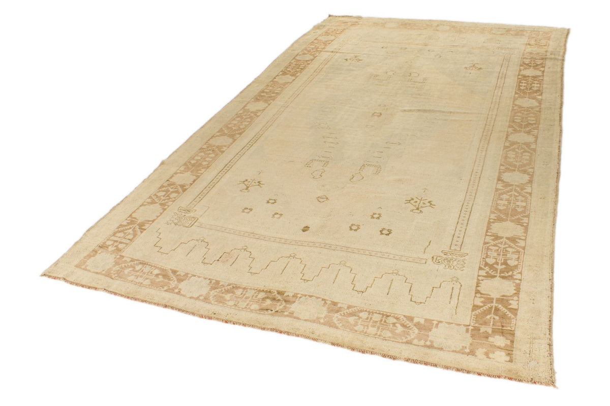 6x11 Green and Beige Turkish Tribal Rug