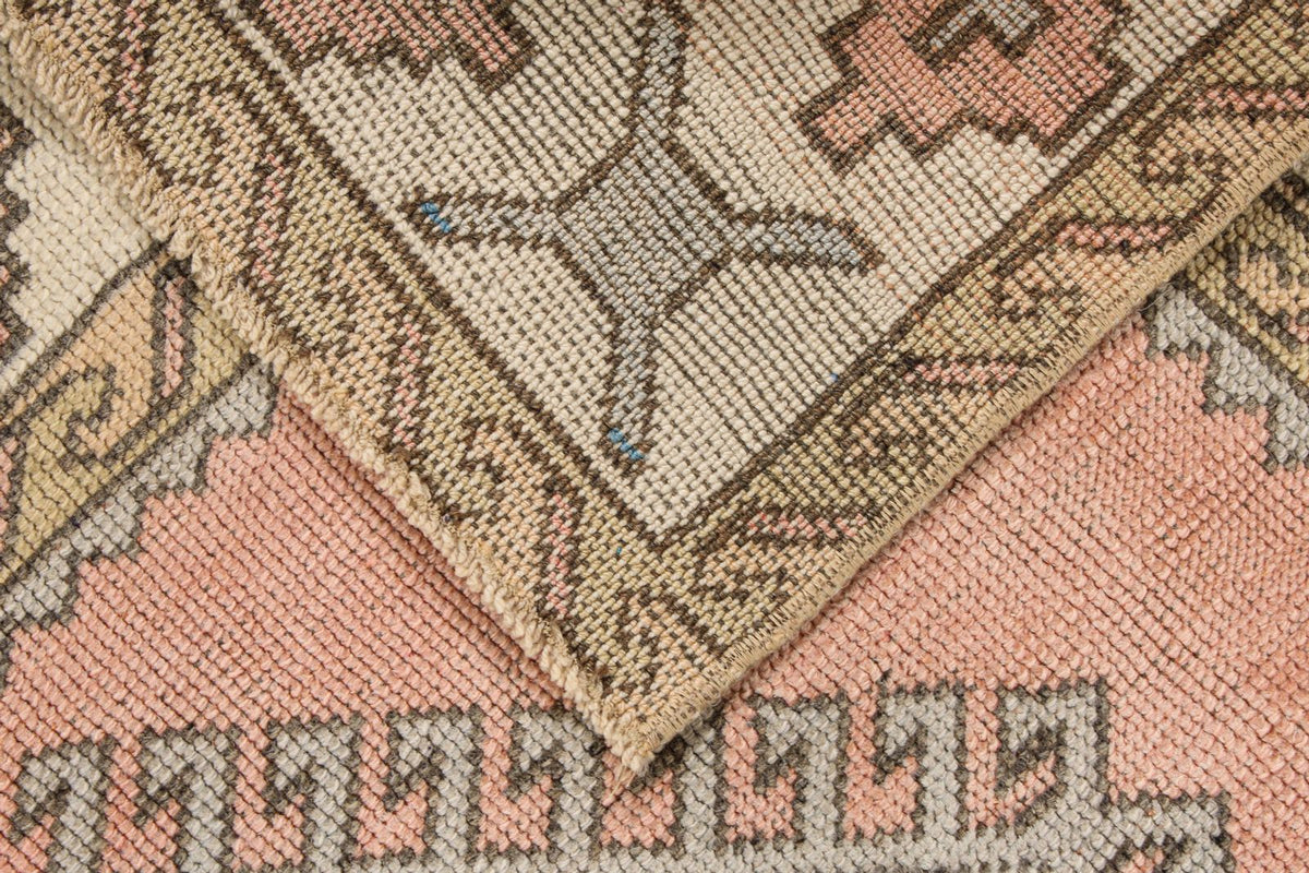 4x7 Pink and White Turkish Tribal Rug