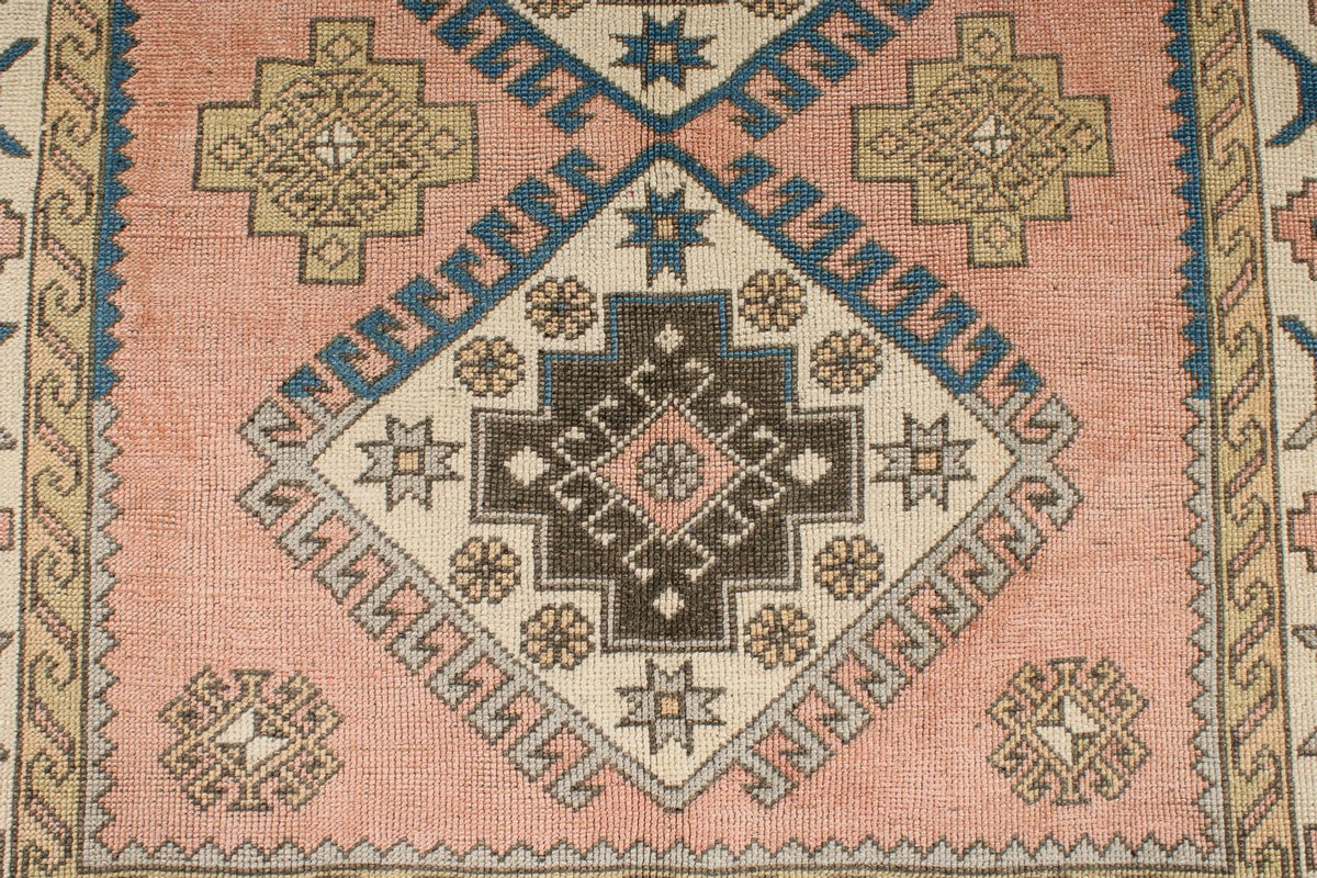 4x7 Pink and White Turkish Tribal Rug