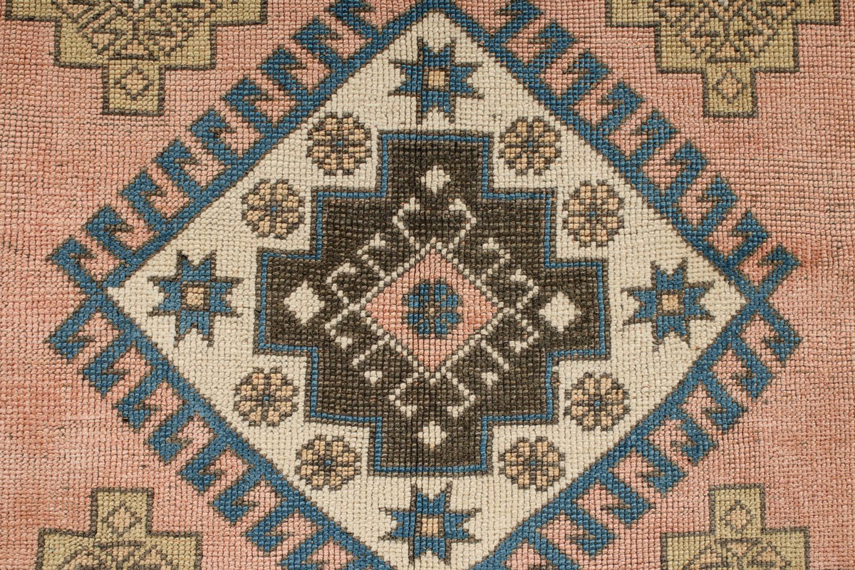 4x7 Pink and White Turkish Tribal Rug
