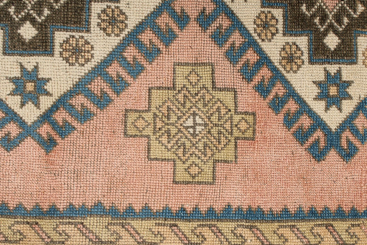 4x7 Pink and White Turkish Tribal Rug